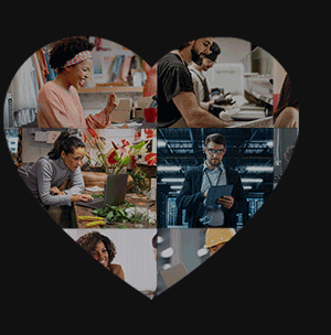 Business professional scrolling inside of a heart shape